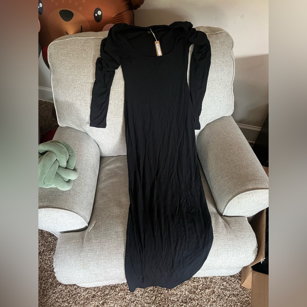 Skims ribbed petite long sleeve maxi dress